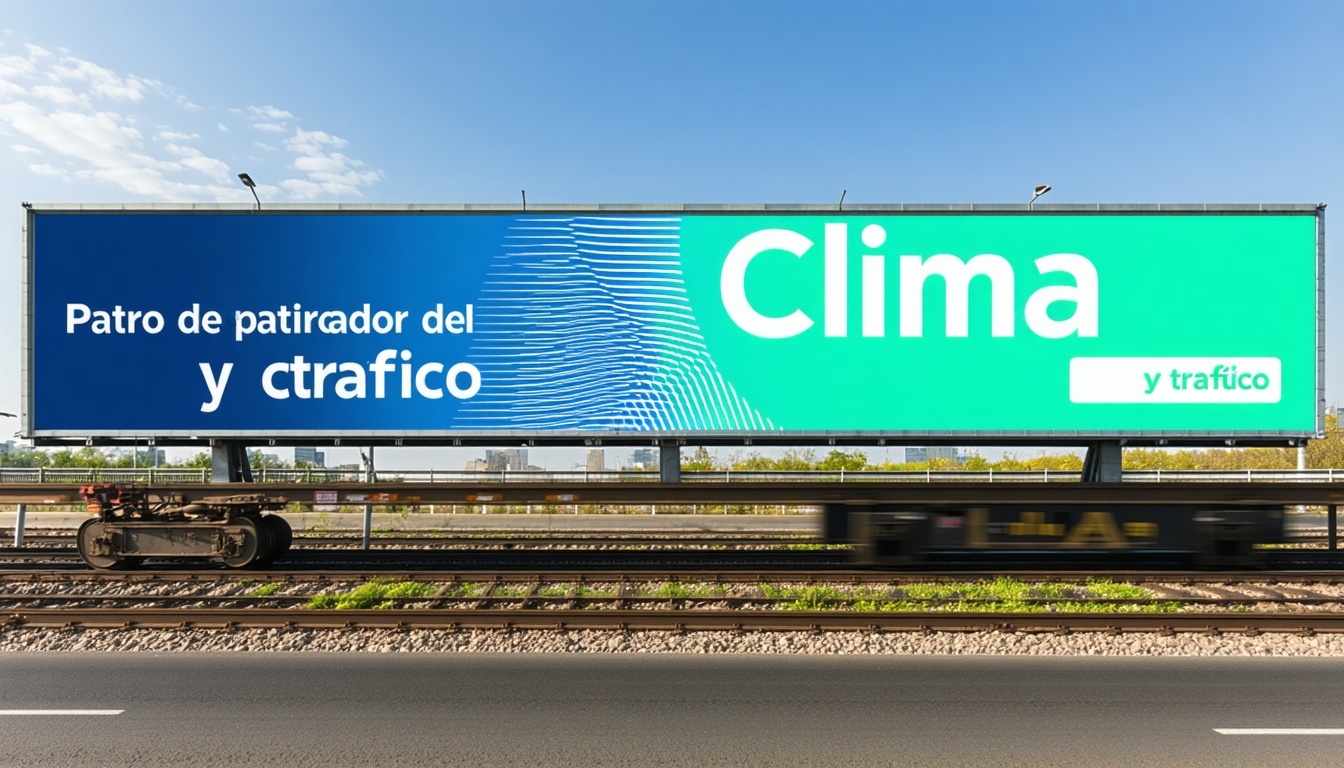 Logo de patrocinador del clima y tráfico